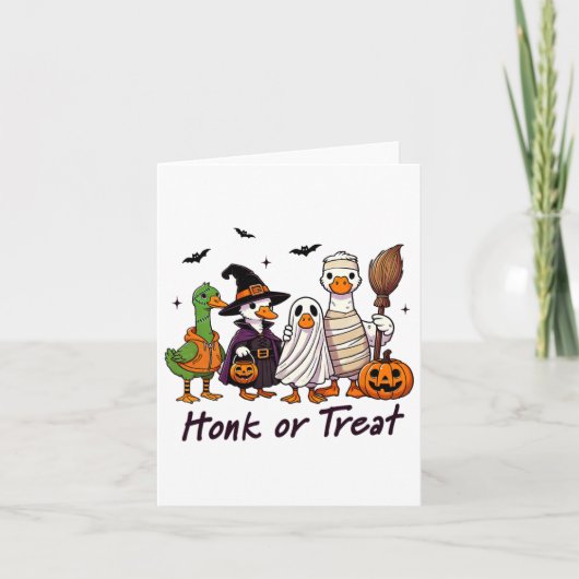 Honk oder Leckerei Goose Halloween Kostümspass Karte (Vorderseite)