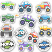 Honk Piep Monster Trucks Boy Aufkleber Pack (Vorderseite)
