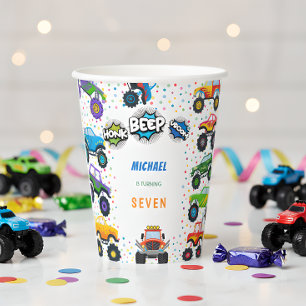 Honk Piep Monster Trucks Junge Geburtstag Pappbecher