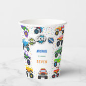 Honk Piep Monster Trucks Junge Geburtstag Pappbecher (Vorderseite)