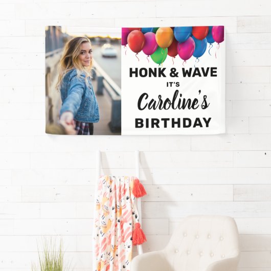 Honk & Wave Birthday Balloon Benutzerdefinierter F Banner (Insitu)