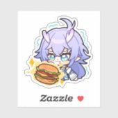 Honkai Star Rail Chibi Bailu Burger Sticker (Blatt)