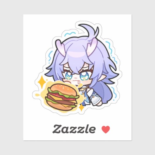 Honkai Star Rail Chibi Bailu Burger Sticker (Blatt)