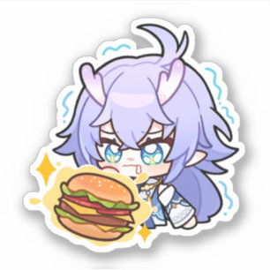 Honkai Star Rail Chibi Bailu Burger Sticker