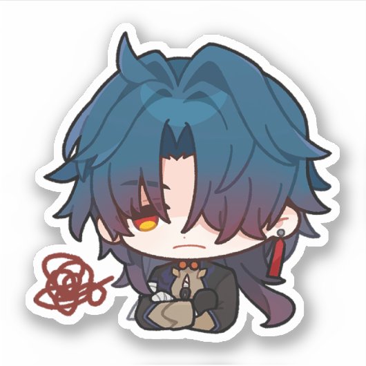 Honkai Star Rail Chibi Blade Annoyed Sticker (Vorderseite)