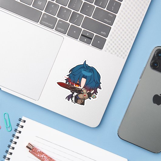 Honkai Star Rail Chibi Blade Sticker (Laptop mit iPhone)
