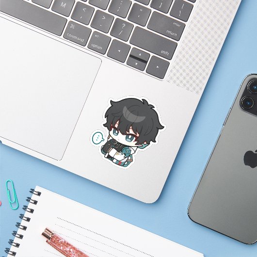 Honkai Star Rail Chibi Dan Heng Sticker (Laptop mit iPhone)