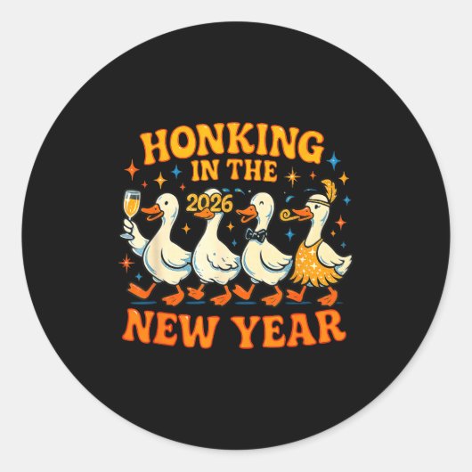 Honking In The New Year 2026 Funny Duck Gift  Runder Aufkleber (Vorderseite)