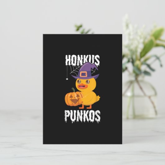 Honkus Ponkus Funny Duck Halloween Hexendesign Einladung (Stehend Vorderseite)