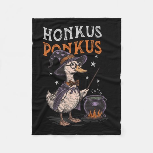 Honkus Ponkus Funny Halloween Witch Goose Duck Lov Fleecedecke (Vorderseite)