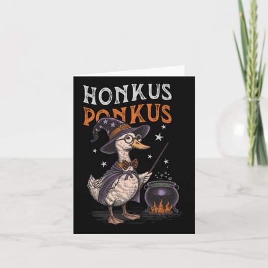 Honkus Ponkus Funny Halloween Witch Goose Duck Lov Karte (Vorderseite)