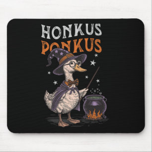 Honkus Ponkus Funny Halloween Witch Goose Duck Lov Mousepad