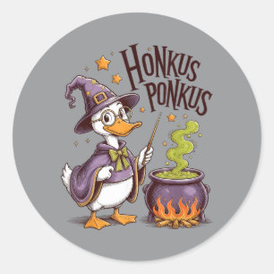 Honkus Ponkus Lustige Halloween Hexe Gans Vintage Runder Aufkleber