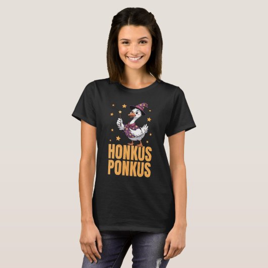 Honkus Ponkus Spooky Albern Gänse Witziges Hallowe T-Shirt (Vorne ganz)