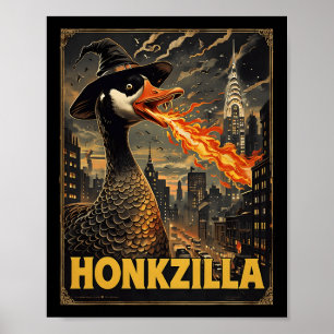 Honkzilla Goose Halloween Albern Gänse Horror Spoo Poster
