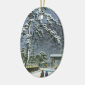 Honmonji Tempel im Schnee - Kawase Hasui 川瀬巴水 Keramikornament (Links)