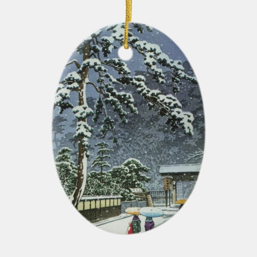 Honmonji Tempel im Schnee - Kawase Hasui 川瀬巴水 Keramikornament (Vorne)