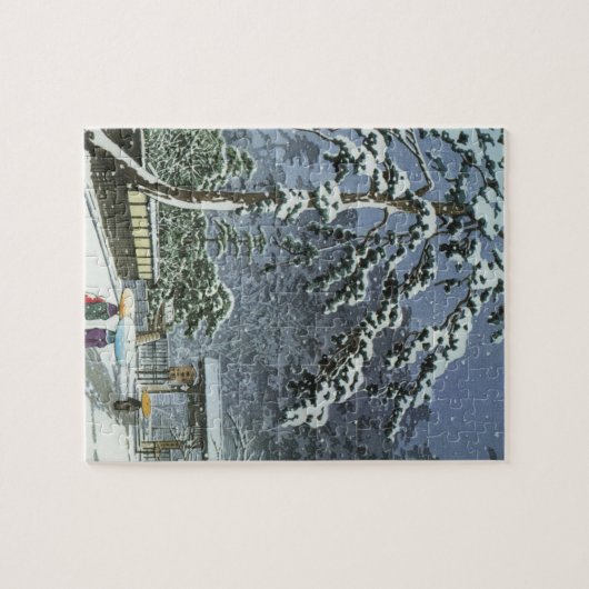 Honmonji Tempel im Schnee - Kawase Hasui 川瀬巴水 Puzzle (Horizontal)