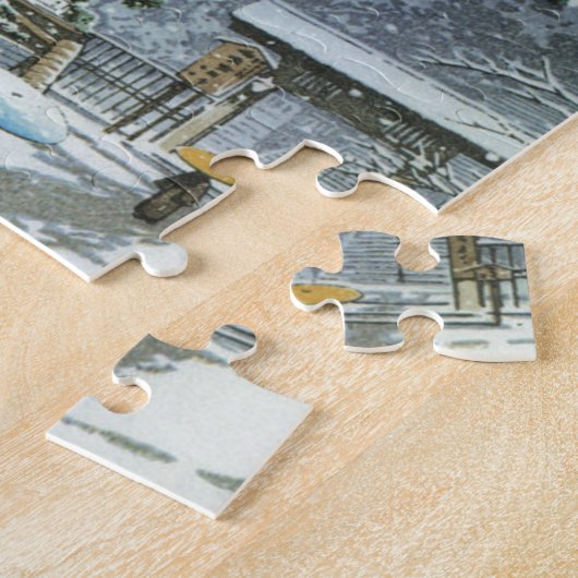 Honmonji Tempel im Schnee - Kawase Hasui 川瀬巴水 Puzzle (Seite)