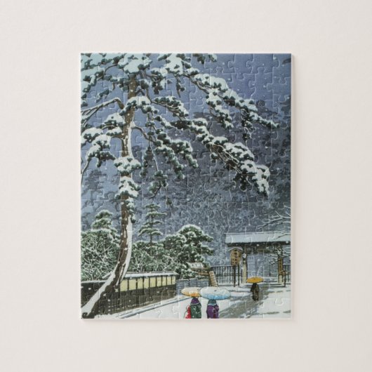 Honmonji Tempel im Schnee - Kawase Hasui 川瀬巴水 Puzzle (Vertikal)