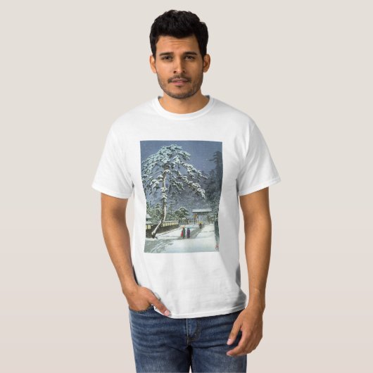 Honmonji Tempel im Schnee - Kawase Hasui 川瀬巴水 T-Shirt (Vorne ganz)