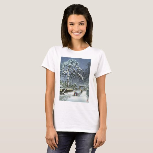 Honmonji Tempel im Schnee - Kawase Hasui 川瀬巴水 T-Shirt (Vorne ganz)