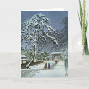 Honmonji Temple in Snow - Kawase Hasui 川 瀬 巴 Feiertagskarte