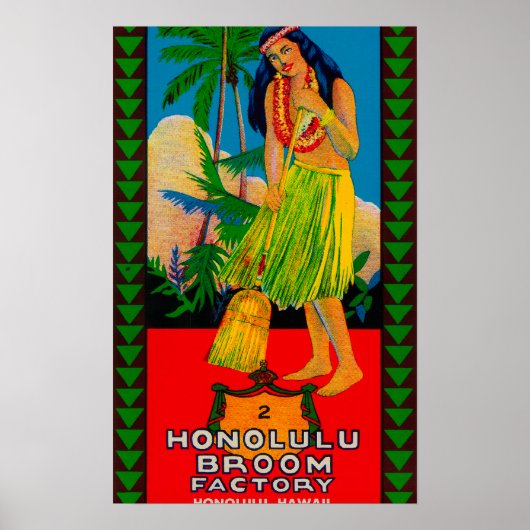 Honolulu Broom Handle LabelHonolulu, HI Poster (Vorne)