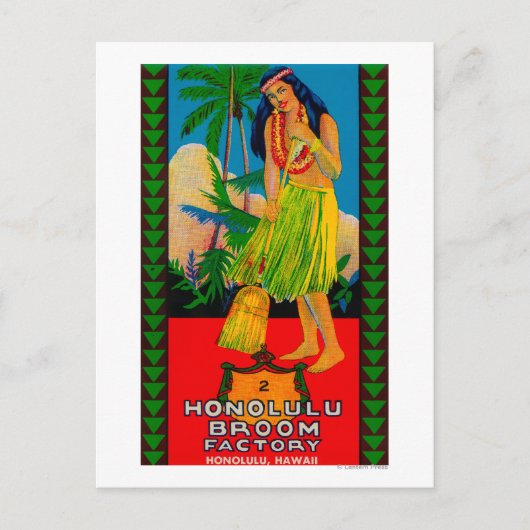 Honolulu Broom Handle LabelHonolulu, HI Postkarte (Vorderseite)