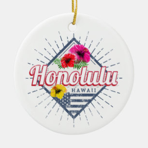 Honolulu City Hawaii United Staaten Vintag USA Keramik Ornament