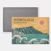 Honolulu Diamond Head Oahu Waikiki Retro Classic Magnet (Vorderseite/Rückseite)