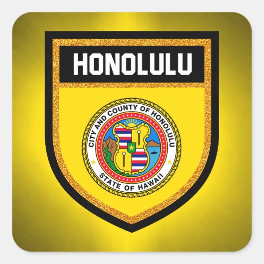 Honolulu-Flagge Quadratischer Aufkleber (Vorderseite)