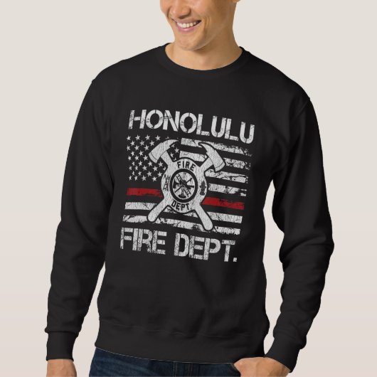 Honolulu Hawaii Feuerwehr: Thin Red Line Feuer Sweatshirt (Vorderseite)