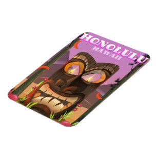 Honolulu Hawaii Gesichtsmaske Reiseplakat Magnet