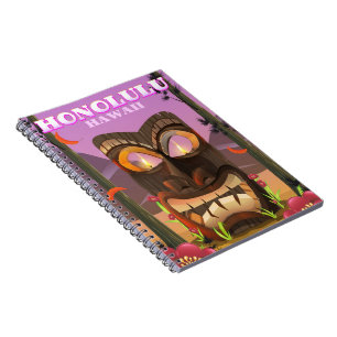 Honolulu Hawaii Gesichtsmaske Reiseplakat Notizblock