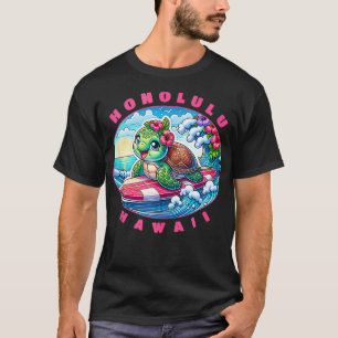 Honolulu Hawaii Girls Niedlich Surfsee Schildkröte T-Shirt