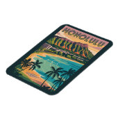 Honolulu Hawaii Illustration Travel Art Vintag Magnet (Linke Seite)