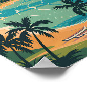 Honolulu Hawaii Illustration Travel Art Vintag Poster (Ecke)