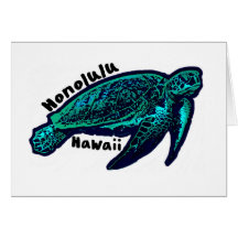 Honolulu Hawaii Kunstrasenschildkröte Grußkarte