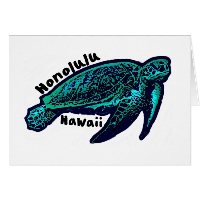 Honolulu Hawaii Kunstrasenschildkröte Grußkarte (Vorderseite (Horizontal))