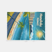 Honolulu Hawaii - Küste Aussicht Vintage Reisen Fleecedecke (Vorderseite (Horizontal))