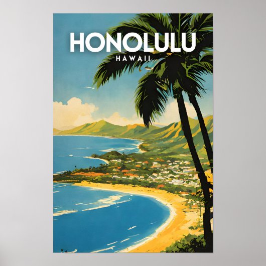 Honolulu Hawaii Nostalgic Poster (Vorne)