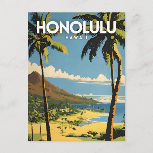 Honolulu Hawaii Nostalgic Vintage Reise Postkarte (Vorderseite)