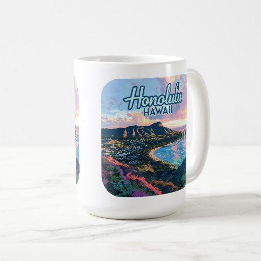 Honolulu Hawaii Oahu Waikiki Beach Diamondhead Kaffeetasse (VorderseiteRechts)
