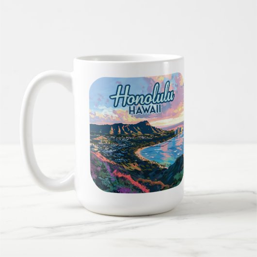 Honolulu Hawaii Oahu Waikiki Beach Diamondhead Kaffeetasse (Links)