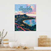 Honolulu Hawaii Oahu Waikiki Beach Diamondhead Poster (Küche)