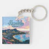 Honolulu Hawaii Oahu Waikiki Beach Diamondhead Schlüsselanhänger (Rückseite)