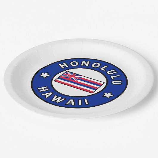 Honolulu Hawaii Pappteller (Schrägansicht)