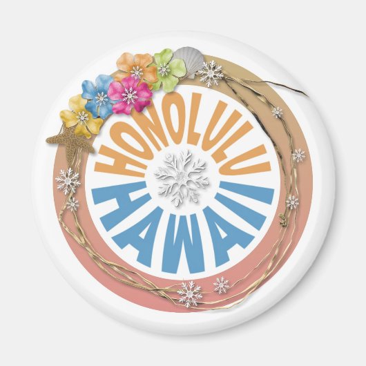 Honolulu Hawaii Pastellmagnet Blume Magnet (Vorne)