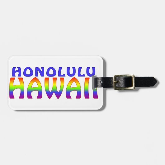 Honolulu Hawaii-Regenbogenworte Gepäckanhänger (Vorderseite horizontal)